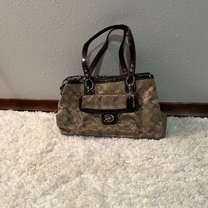 Tan fabric Coach handbag